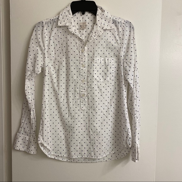 Polka Dot J. Crew Half Button Down 🖤🤍 - Picture 1 of 6